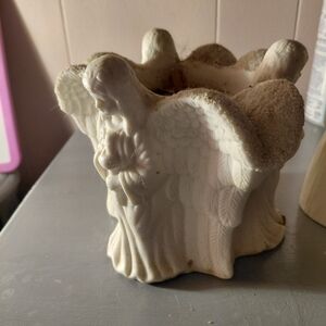 3 White Angels Matte,candle Holder
